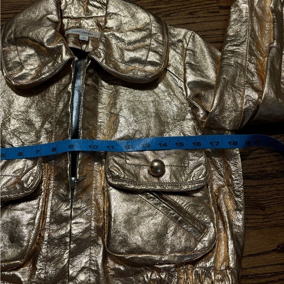 NEW Marc Jacobs | Rose Gold Metallic Bomber Jacket Leather Sz 8 - Picture 11 of 12
